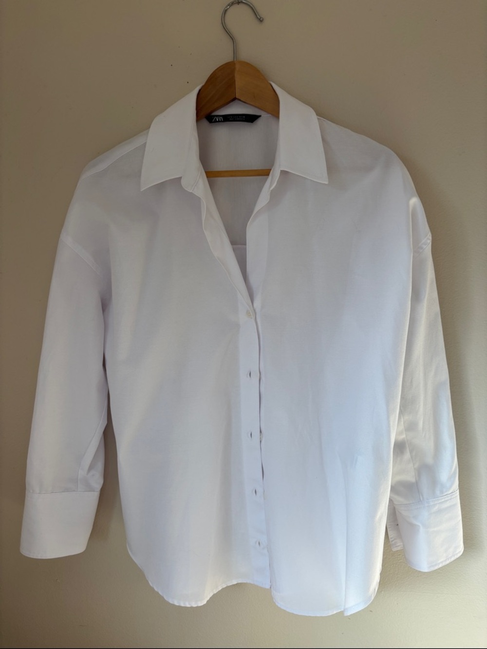 Zara White womens Long-Sleeve Button Shirt